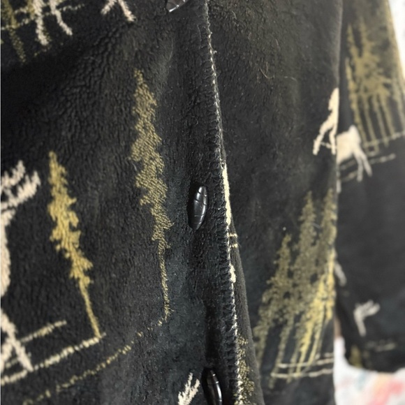 Vintage White Stag Cream and Black Teddy Jacket Deer Themed - Picture 4 of 11